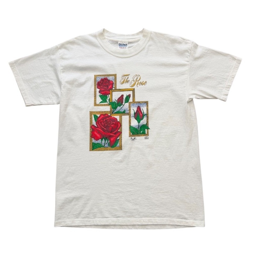 Vintage 90s The Rose Floral Valentines Love Flower Cottage Art Graphic T-shirt